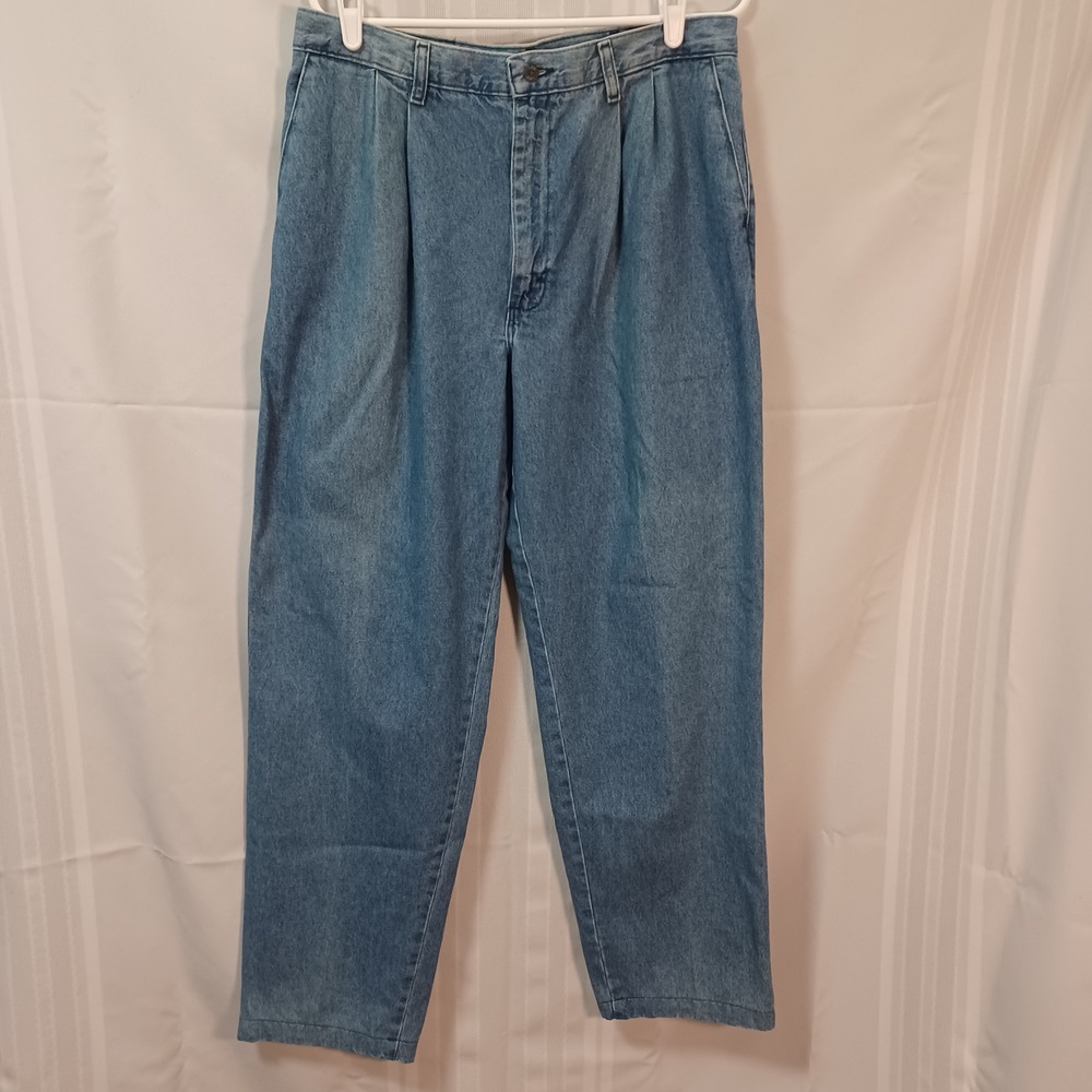 Lee Jeans Women 36x31 Blue Pleated High Waist Tapered Leg Denim Pants B007-008